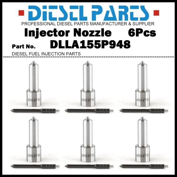6Pcs Injector Nozzle DLLA155P948 for HINO 500 7.7D J08E 23670-E0320 095000-6583