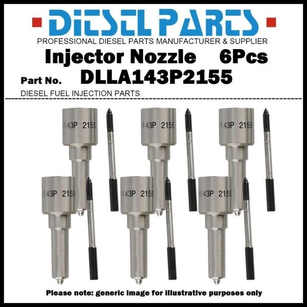 6Pcs Fuel Injector Nozzle DLLA143P2155 for 2007.5-2010 Dodge Ram 6.7L 0445120204