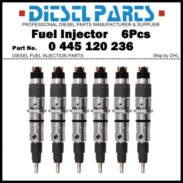 6Pcs Fuel Injector 0445120236 5263308 6745-12-3102 for Komatsu PC300-8 PC350-8