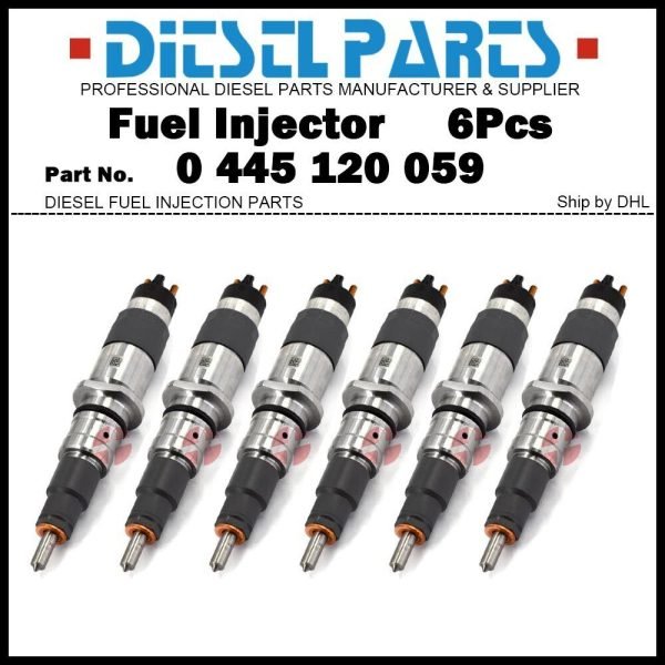6x Fuel Injector 0445120059 6754-11-3010 for Komatsu PC200-8 PC220LC-8 PC270LC-8