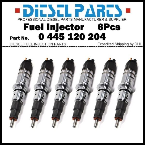 6x Fuel Injector 0445120204 for 2007.5-2010 Dodge Ram 2500 3500 4500 5500 6.7L