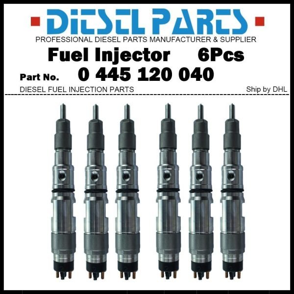 6Pcs Fuel Injector 0445120040 65.10401-7001C for DOOSAN DX300LC DX300LL DX350LC