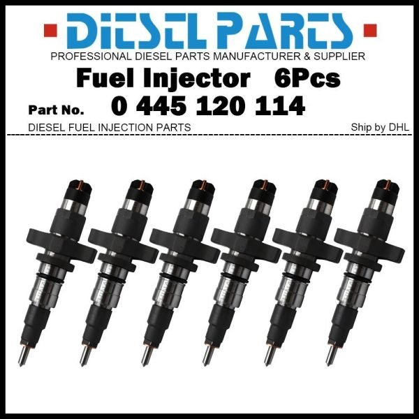 6Pcs Fuel Injector 0445120114 for 2004.5-2007 Dodge Ram 2500 3500 Cummins 5.9L
