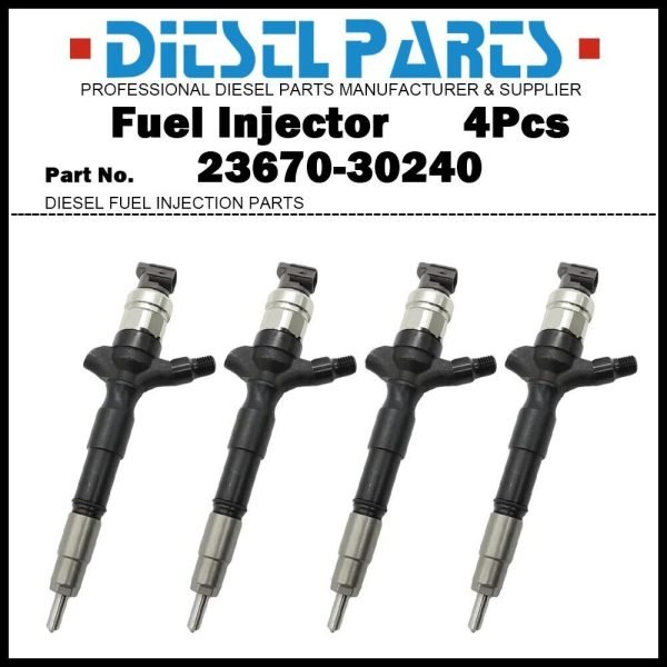4Pcs Diesel Fuel Injector 23670-30240 for TOYOTA HIACE HILUX 2.5 D-4D 2KD-FTV